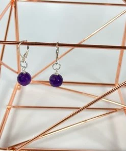 Bejeweled Handmade Amethyst Drop Earrings B-134