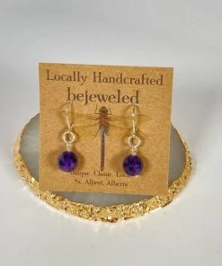 Bejeweled Handmade Amethyst Drop Earrings B-134