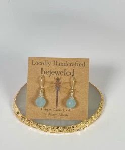 Bejeweled Blue Jade & Labradorite Earrings B-125 Handmade