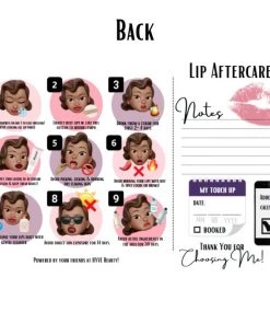 HYVE Beauty LIP PMU Aftercare Cards Accessories & Training Tools