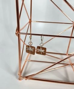 Bejeweled Handmade Copper And Silver Dragonfly Earrings B-148