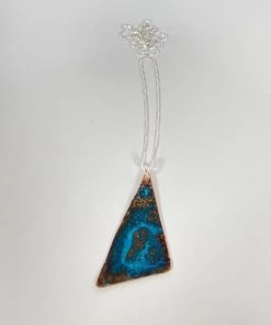 Bejeweled Copper And Sterling Silver Pendant Necklace B-160 Handmade