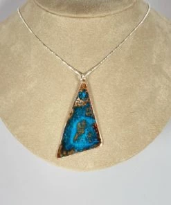Bejeweled Copper And Sterling Silver Pendant Necklace B-160 Handmade