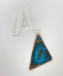 Bejeweled Copper And Sterling Silver Pendant Necklace B-160 Handmade