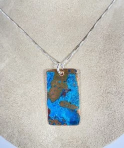 Bejeweled Copper And Sterling Silver Pendant Necklace B-161