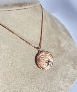 Bejeweled Copper Damask & Silver Starfish Necklace B-154 Handmade