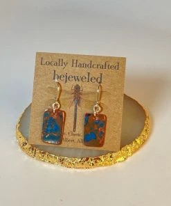 Bejeweled Copper Patina Earrings B-121 Handmade