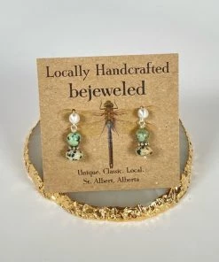 Bejeweled Dalmatian Jasper & Turquoise Silver Earrings B-149