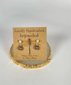 Bejeweled Handmade Freshwater Pearl Silver Stud Earrings B-143