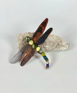 Bejeweled Gemstone Dragonfly Magnet With Jasper & Jade M-504