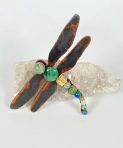 Bejeweled Gemstone Dragonfly Magnet With Jasper & Jade M-506
