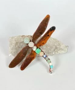 Bejeweled Gemstone Dragonfly Magnet With Jasper & Jade M-507