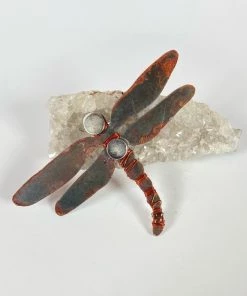 Bejeweled Handmade Gemstone Dragonfly Magnet With Jasper & Jade M-512