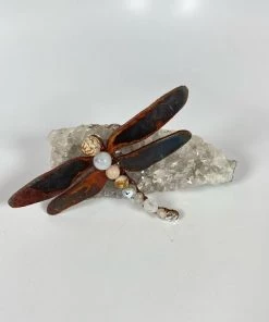 Bejeweled Handmade Gemstone Dragonfly Magnet With Jasper & Jade M-512