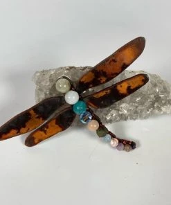 Bejeweled Gemstone Dragonfly Magnet With Jasper & Jade M-514