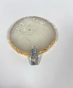 Bejeweled Geometric Hand Cut Sterling Silver Necklace B-155 Handmade