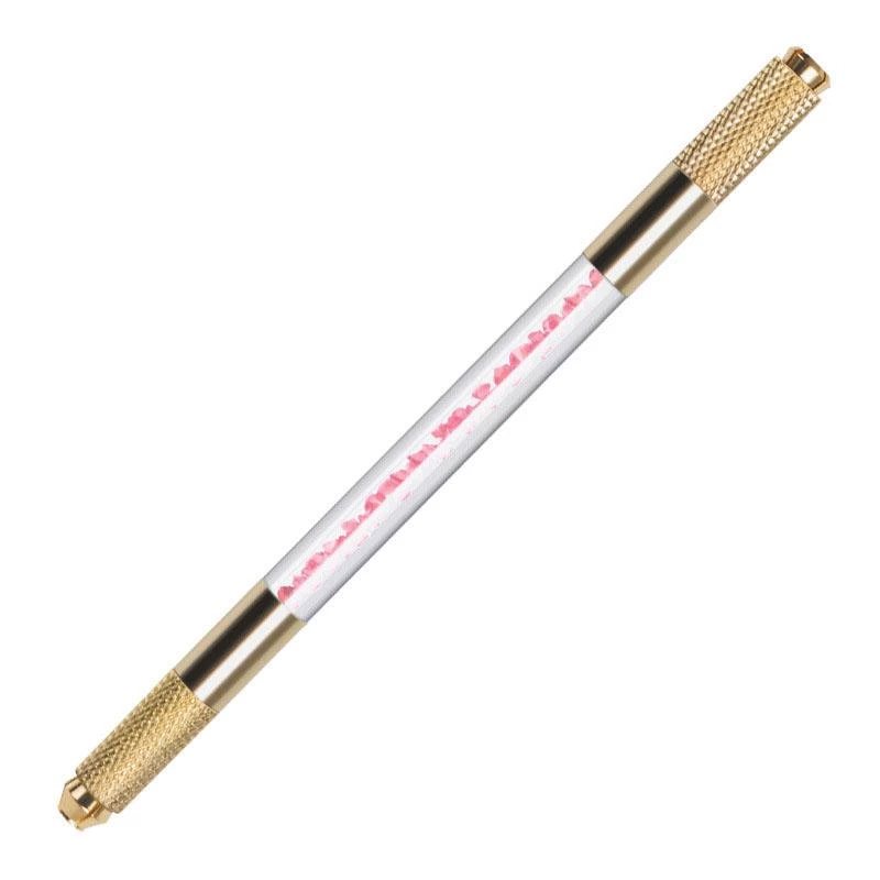 HYVE Beauty Gold Double Ended Microblading Hand Tool - Pink Crystal 1 HYVE Beauty Gold Double Ended Microblading Hand Tool - Pink Crystal