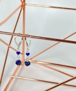 Bejeweled Lapis Drop Earrings B-150 Handmade