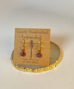 Bejeweled Handmade Mini Amethyst & Pyrite Earrings B-116
