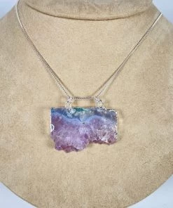 Bejeweled Raw Amethyst Sterling Silver Necklace B-156 Handmade
