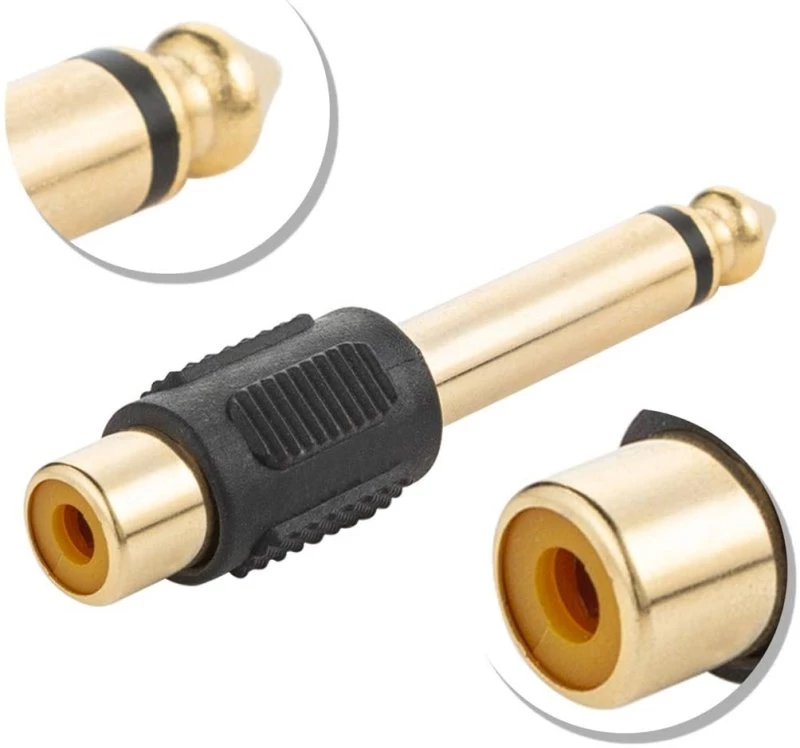 HYVE Beauty Machines & Needles RCA To 1/4 Adapter - RCA Female To TS 6.35mm Mono Male Converter Connector 1 HYVE Beauty Machines & Needles RCA To 1/4 Adapter - RCA Female To TS 6.35mm Mono Male Converter Connector