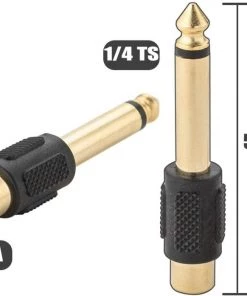 HYVE Beauty Machines & Needles RCA To 1/4 Adapter - RCA Female To TS 6.35mm Mono Male Converter Connector