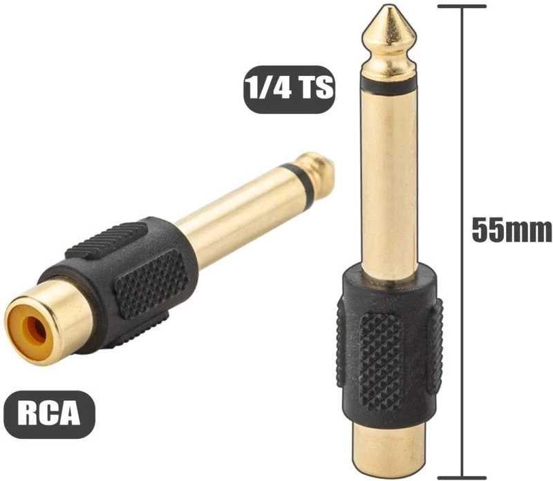 HYVE Beauty Machines & Needles RCA To 1/4 Adapter - RCA Female To TS 6.35mm Mono Male Converter Connector 2 HYVE Beauty Machines & Needles RCA To 1/4 Adapter - RCA Female To TS 6.35mm Mono Male Converter Connector