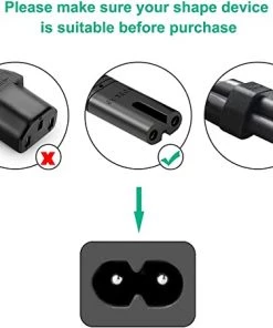 HYVE Beauty Replacement Power Supply Cord 2 Prong 5FT/1.5M