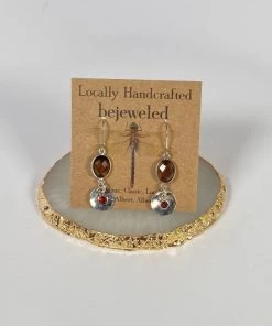 Bejeweled Smoky Quartz & Garnet Earrings B-126 Handmade