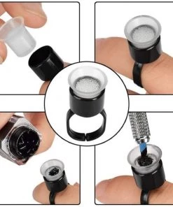 HYVE Beauty Accessories & Training Tools Sponge Pigment Ring Cups - Black 25 Pack