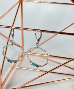 Bejeweled Sterling Silver Earrings With Glass Beads B-141