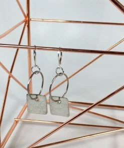 Bejeweled Sterling Silver Geometric Earrings B-127 Handmade