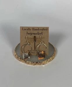 Bejeweled Sterling Silver Geometric Earrings B-127 Handmade