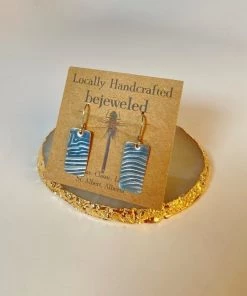 Bejeweled Handmade Sterling Silver Wave Earrings B-104