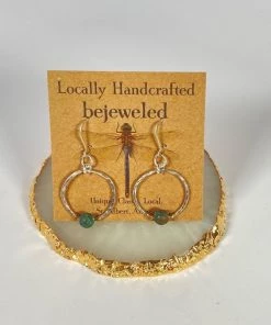 Bejeweled Handmade Turquoise & Hammered Silver Earrings B-142